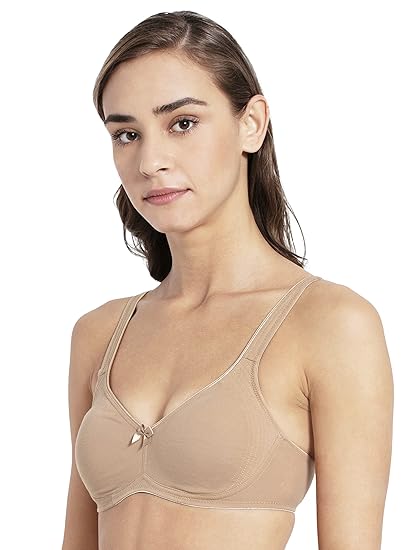 Jockey 1250 Women’s Skin Wirefree Cotton Bra – Full Coverage Everyday Fit 34B with Contoured Shaper & Adjustable Straps